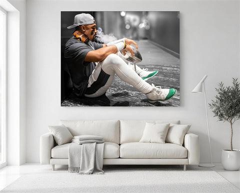 B.B.F MAKE 2025 Super Canvas Bowl Wall Art Champions Eagles Poster Print Philadelphia Hurts Painting Canvas Wall Decor Sports Star Picture Modern Bedroom Living Room Home Decoration, Framed 16x20inch