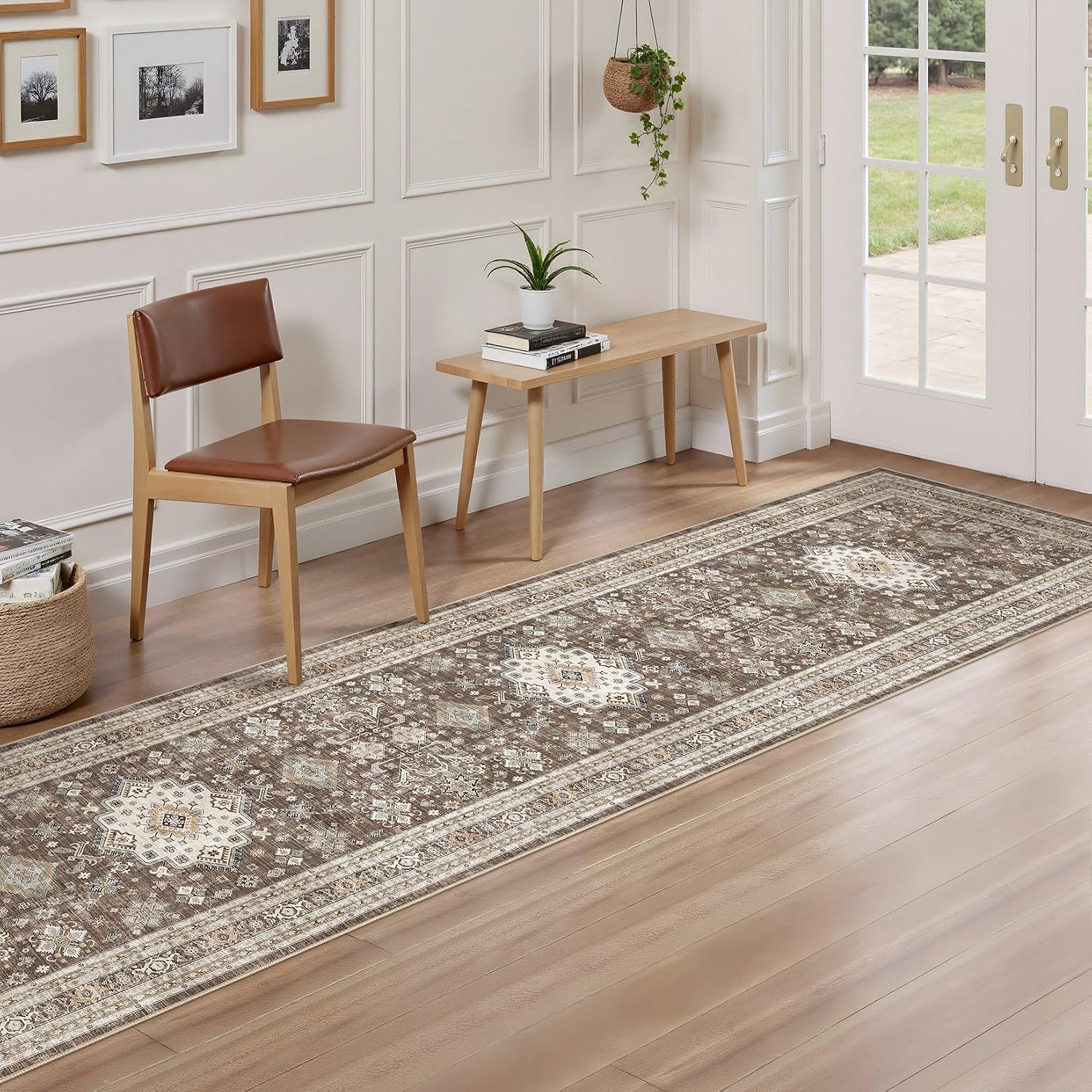 cotiled 2x8 Hallway Runner Rug for Entryway, Non-Slip Vintage, Dark Brown