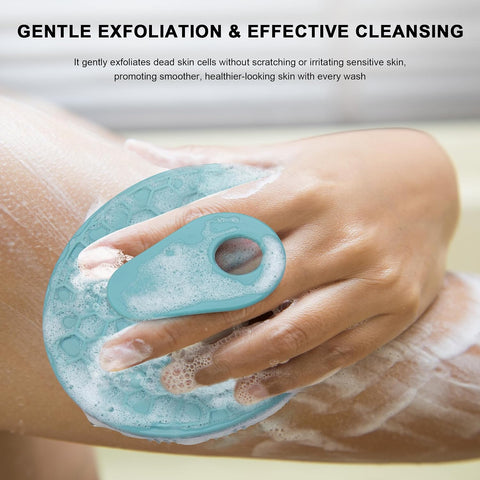 INNERNEED Silicone Body Scrubber Gentle Exfoliating Brush Set, Green+ Pink