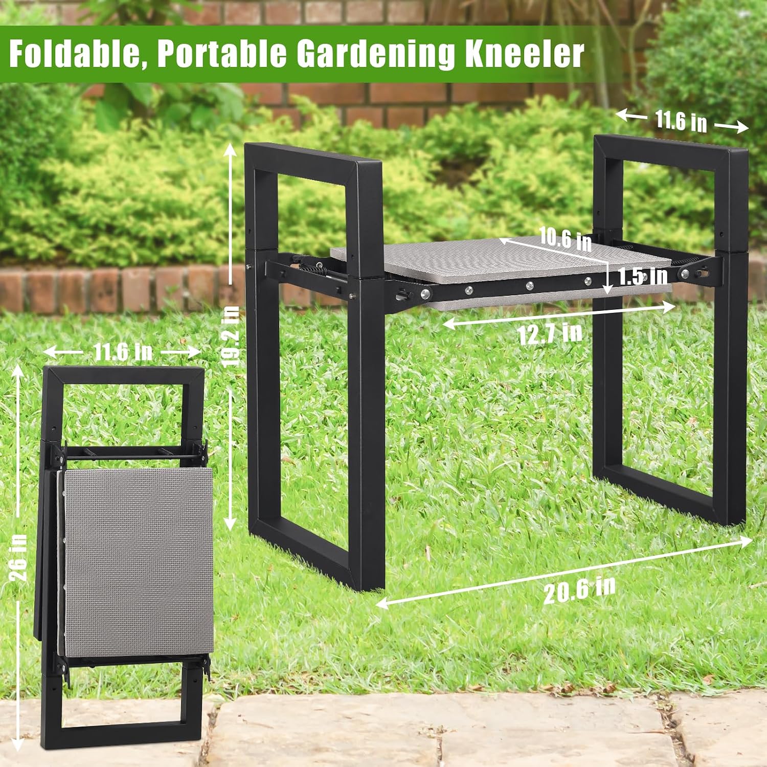 Garden Kneeler and Seat, 12.7" Wide Folding Heavy Duty Gardening Bench with Handles for Kneeling and Seat, Multifunctional Kneeler Stool for Women Seniors,Relieve Knee Back Pain,Gardening Tools Gifts