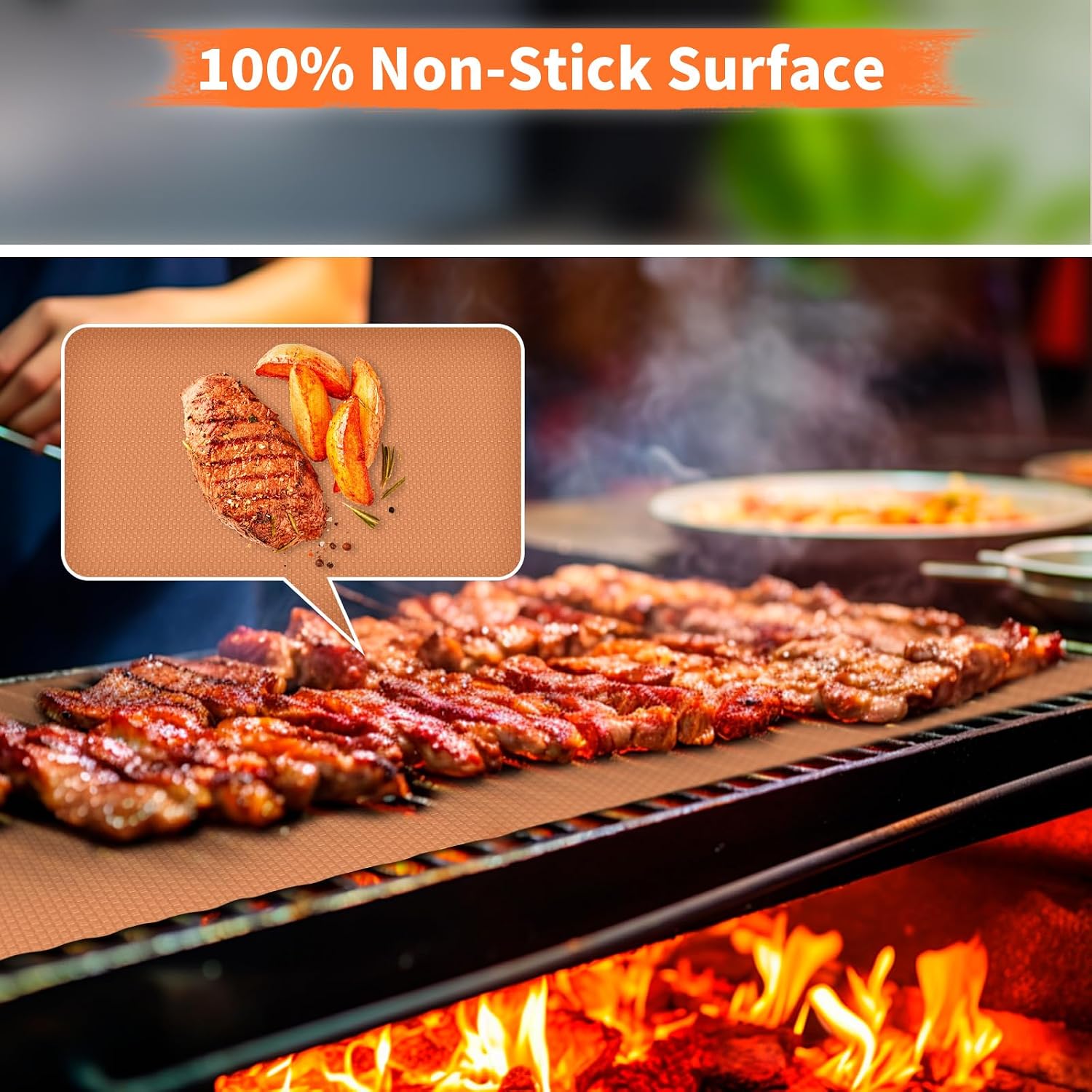 WIBIMEN Grill Mats for Outdoor Grill, Copper 7pcs Grill Mat