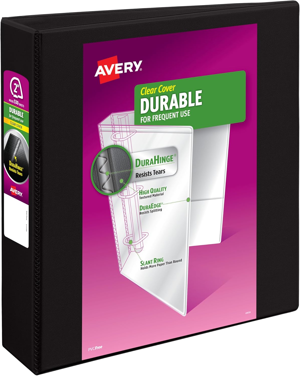 Avery Durable View 3 Ring Binder, 2" Slant Rings, 1 Black Binder