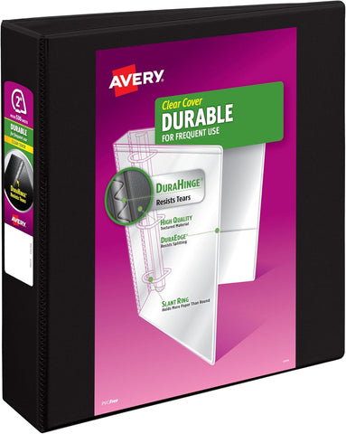 Avery Durable View 3 Ring Binder, 2" Slant Rings, 1 Black Binder