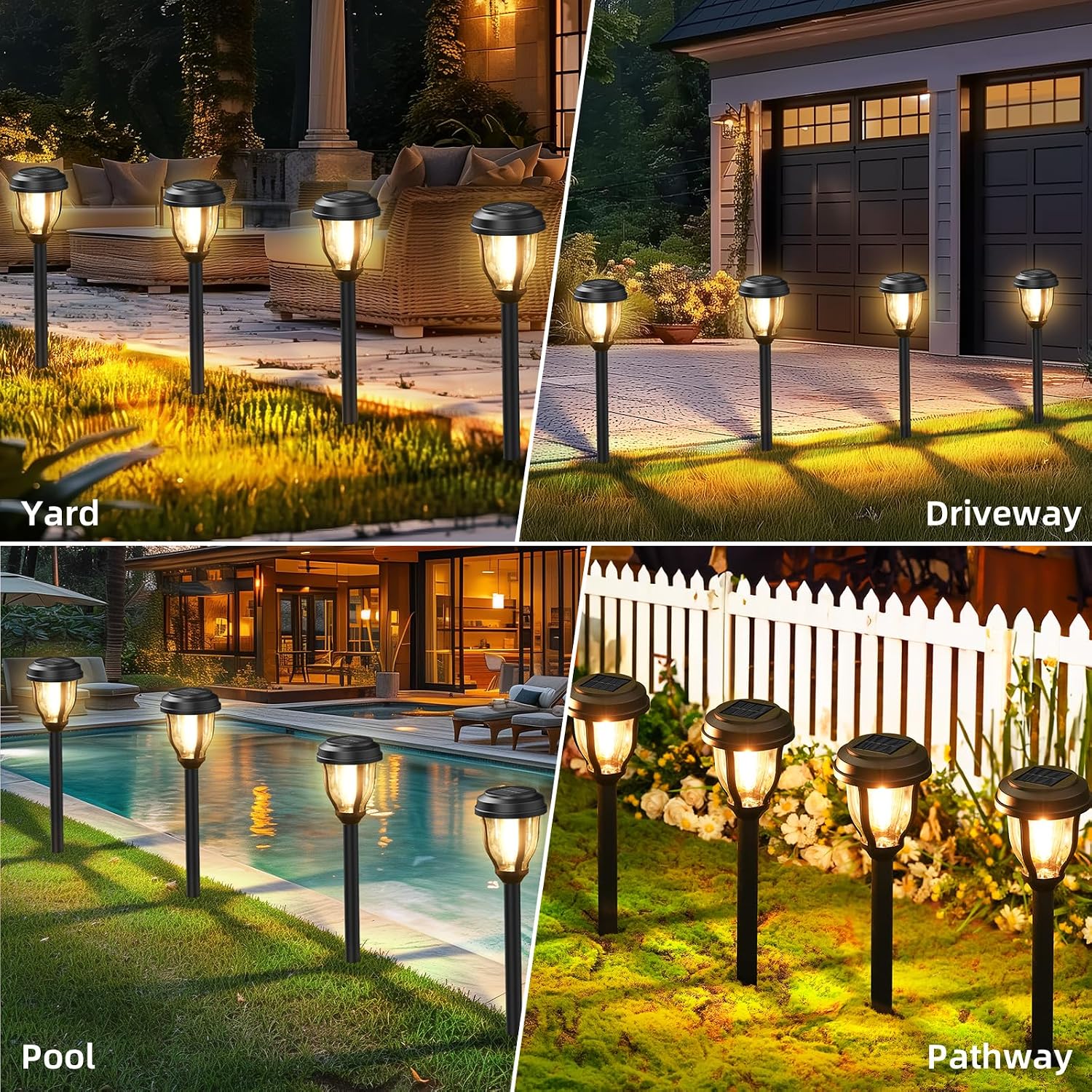 DERAYSION Solar Lights Outdoor, LED Solar Pathway Lights Garden Lights