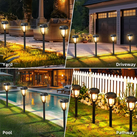 DERAYSION Solar Lights Outdoor, LED Solar Pathway Lights Garden Lights