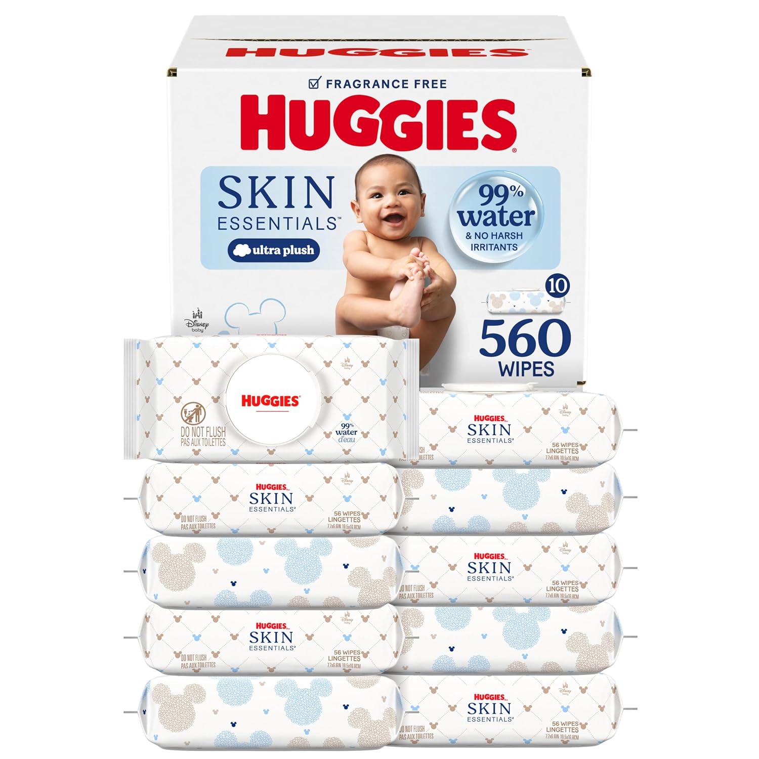 Huggies Skin Essentials Baby Wipes, 99% Water, 10 Packs, 560 Wipes