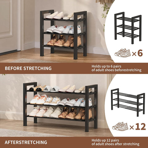 Expandable Shoe Rack, Heavy Duty Metal Shoe Organizer for Closet