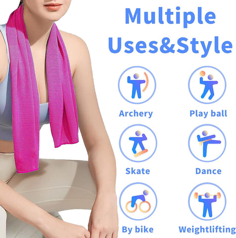 4 Pack Cooling Towel (40"x12"), Soft Breathable Chilly Towel, Ice Towel