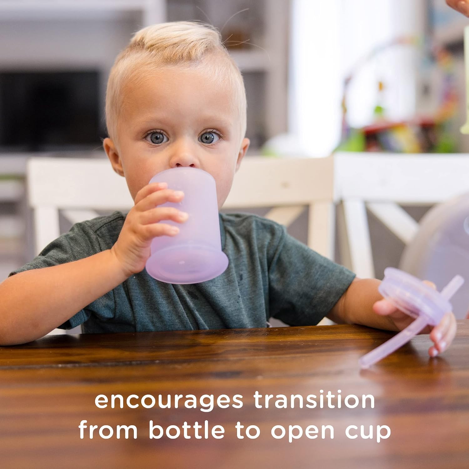 Olababy Silicone Straw Training Cup, Infant to Toddler Sippy Cup, Lemon 5oz