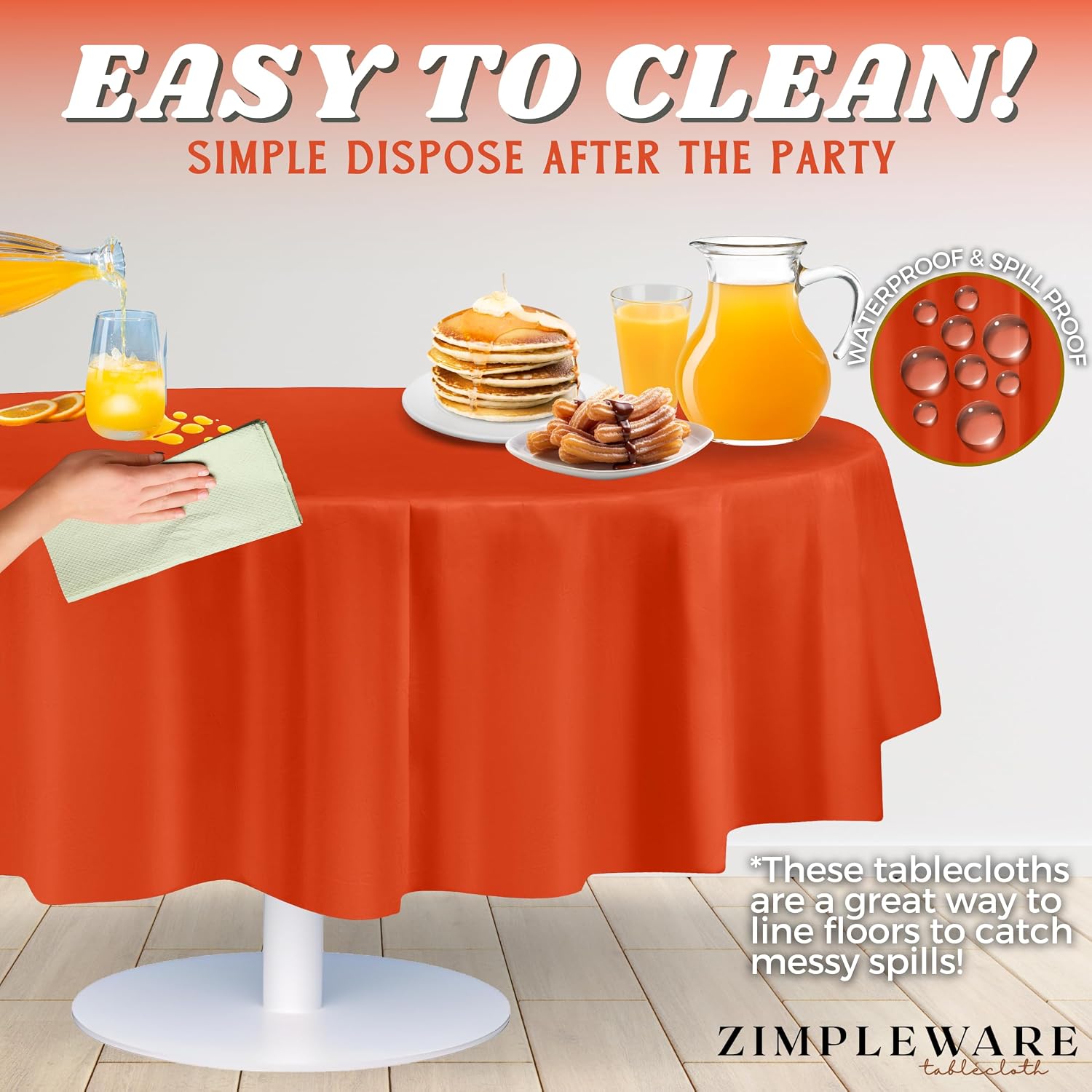 ZIMPLEWARE Premium Plastic Table Cloth Disposable Round 84in. 12 Pack