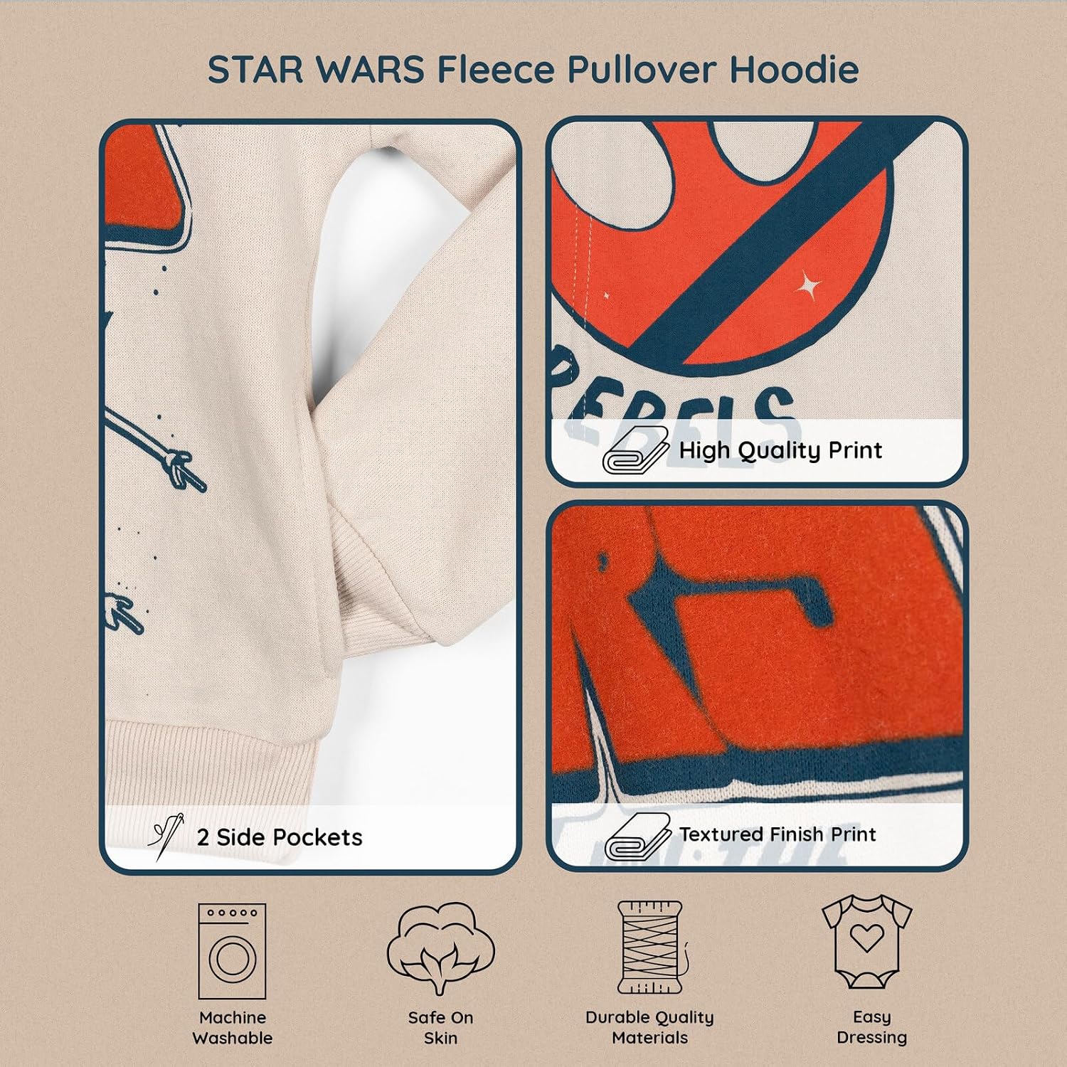 STAR WARS Fleece Pullover Hoodie Little Kid to Big Kid Sizes (4-18-20)