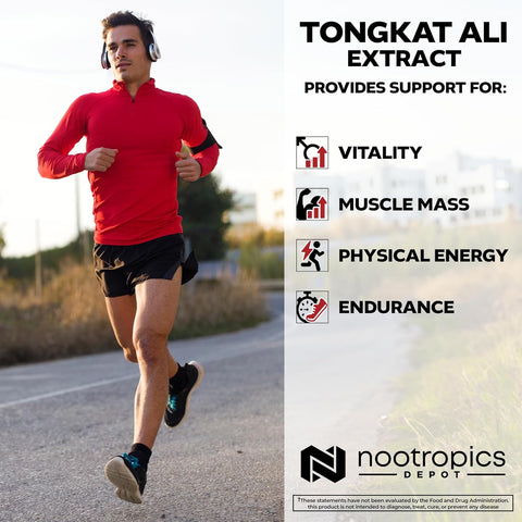 Nootropics Depot Tongkat Ali Extract Capsules | 100mg | 120 Count | 10% Eurycomanone by HPTLC | Eurycoma longifolia Root Extract