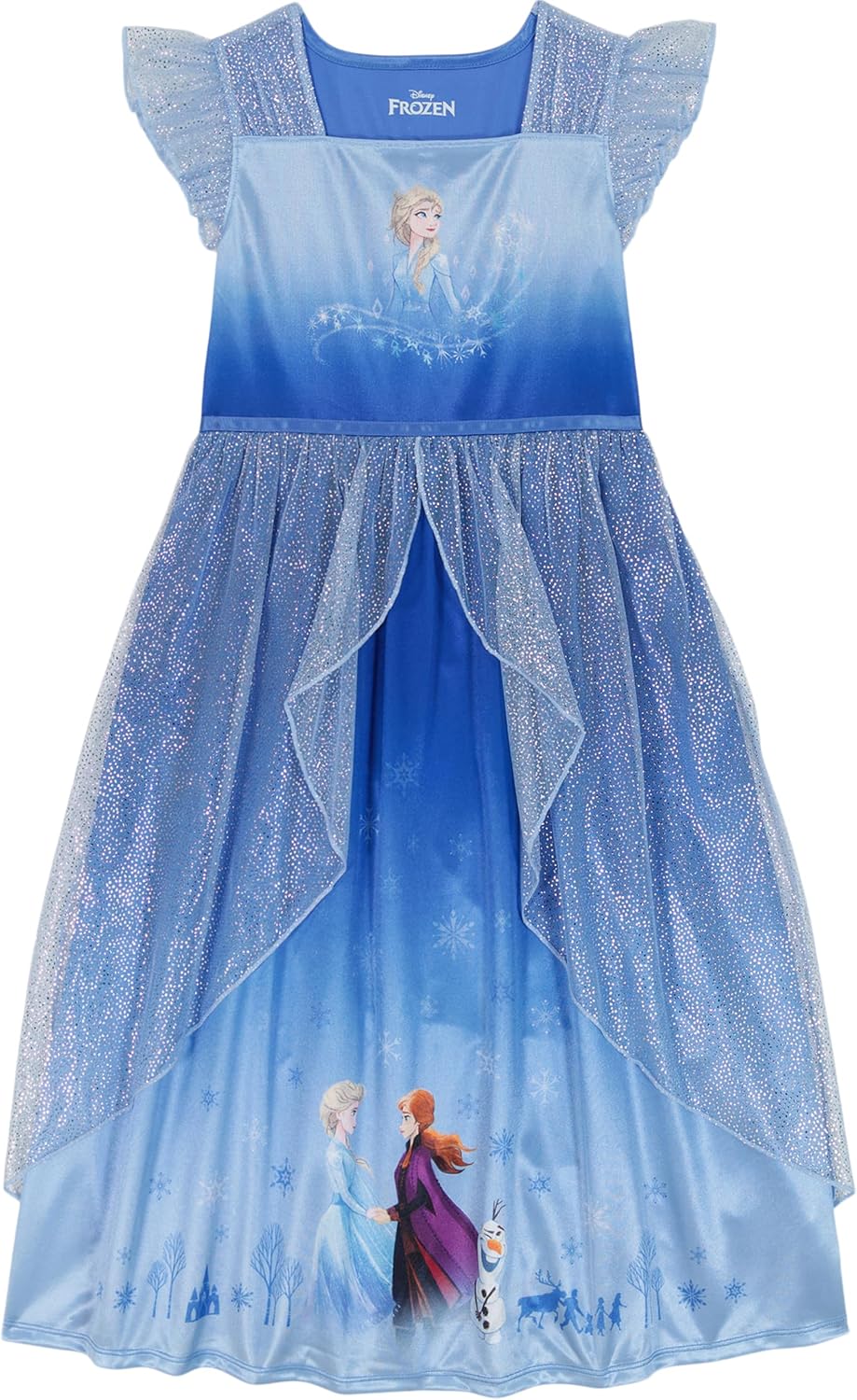 Disney Girls' Frozen Princess Dress Nightgown, Fantasy Gown