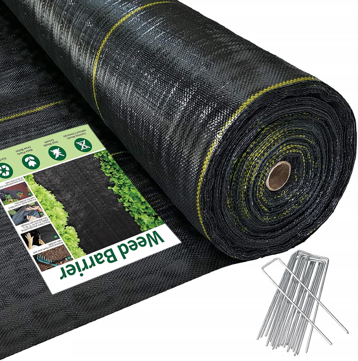 3.5oz Weed Barrier Fabric, Custom Size 1ft x 238ft Heavy-Duty Woven Landscape Fabric with Staples for Garden Weed Control & High Permeability