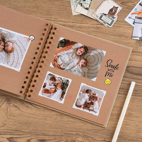 potricher 8 x 8 Inch DIY Scrapbook Album 40 Pages with Kraft Paper, Yellow