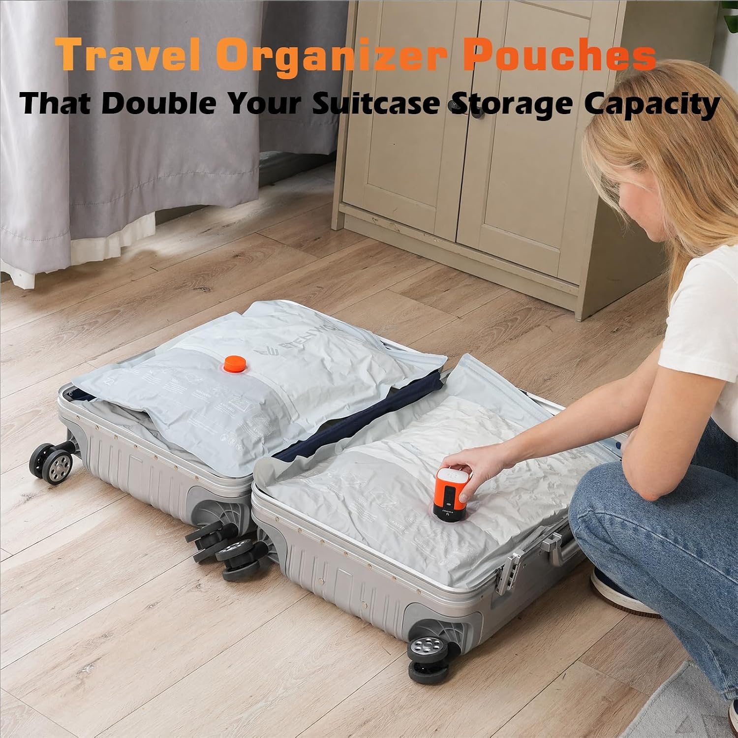 ETENWOLF 15 Combo Vacuum Storage Bags for Travel with Wireless Pump