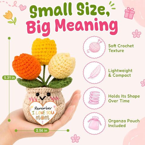 OASSIE Mom Gifts from Daughters Sons - Emotional Support Crochet Tulip