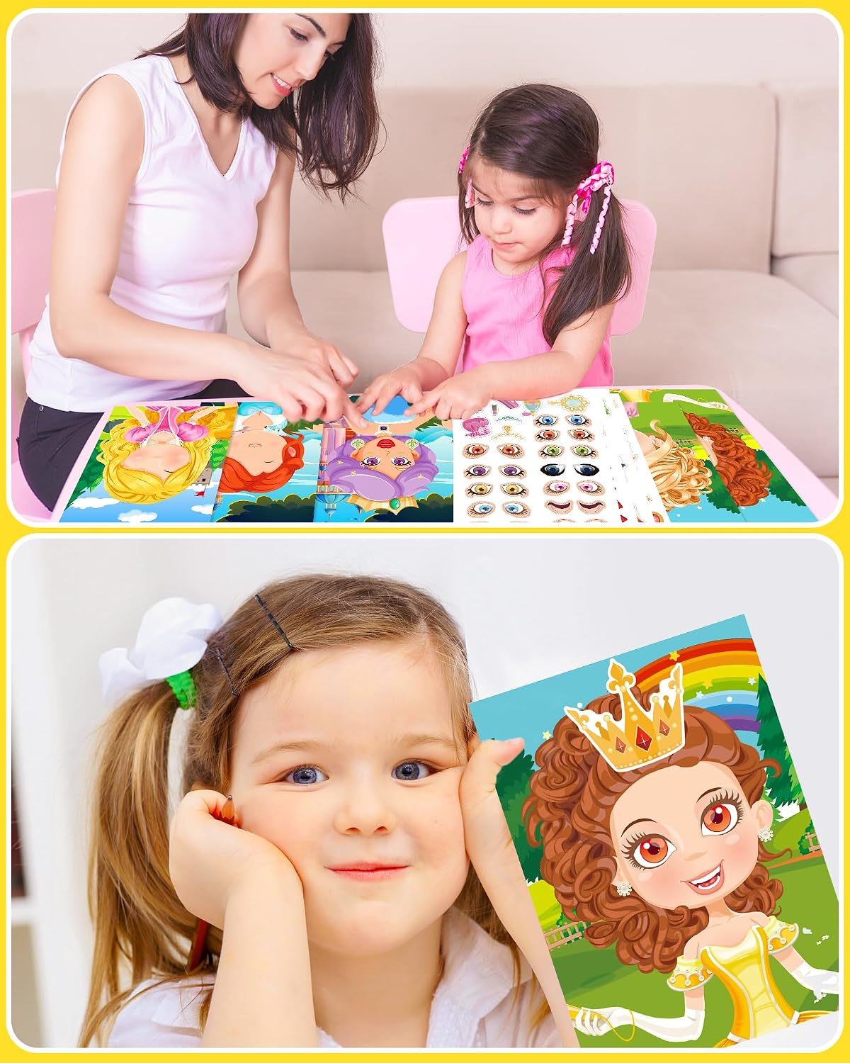 24 Pcs Make Your Own Princess Sticker, Party Favors Face Stickers for Kids