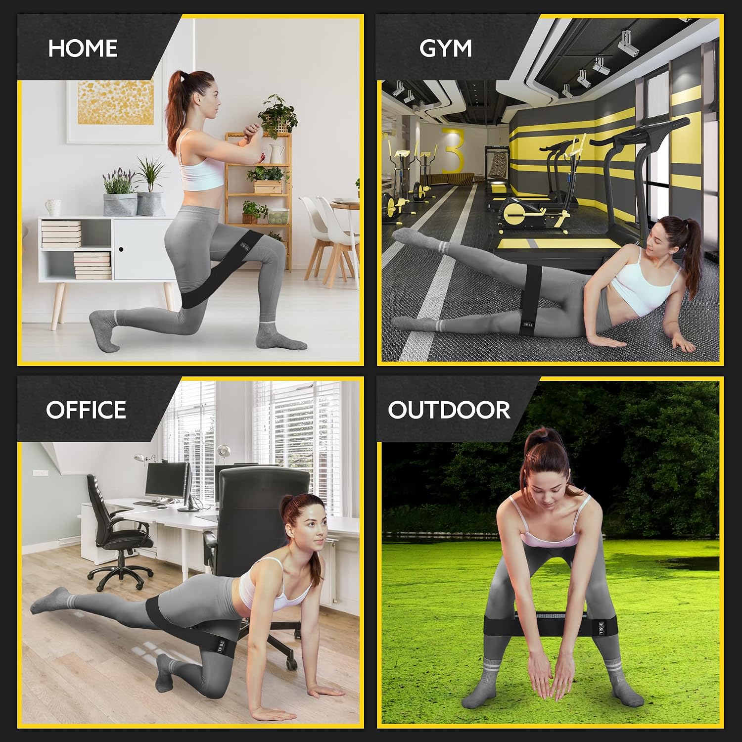 Fabric Resistance Bands for Working Out, 3-Pack for Legs and Glutes