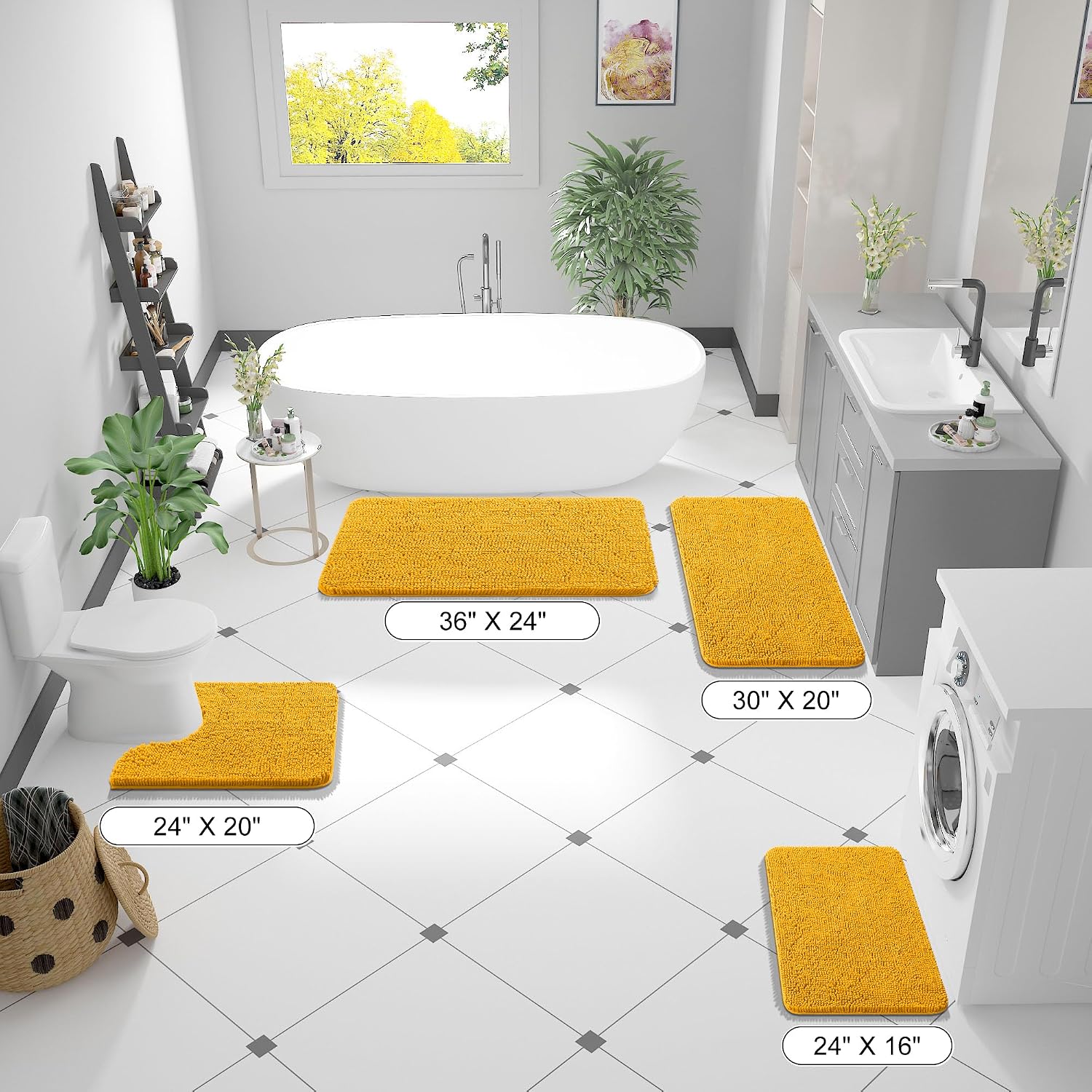 OLANLY Small Bathroom Rugs 24x16, Extra Soft Absorbent Chenille Bath Rugs