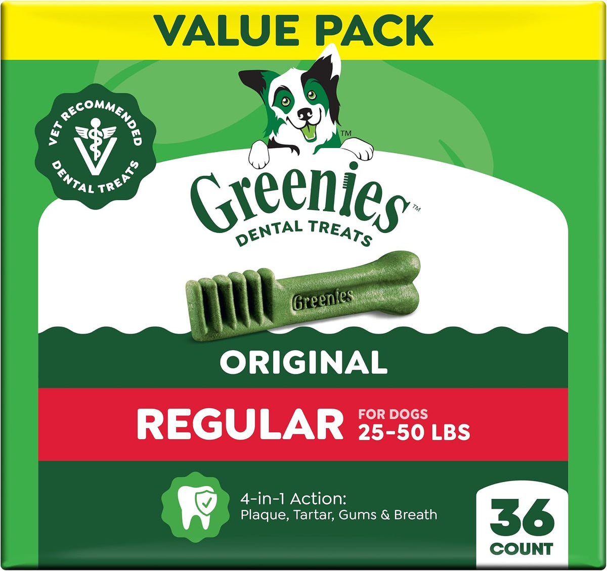 Greenies Regular Dental Dog Treats, Original Chicken Flavor, 36 Count
