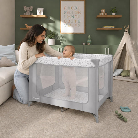 Dream On Me Zodiak Portable Playard, Compact for Travel, Carry Bag, C Grey