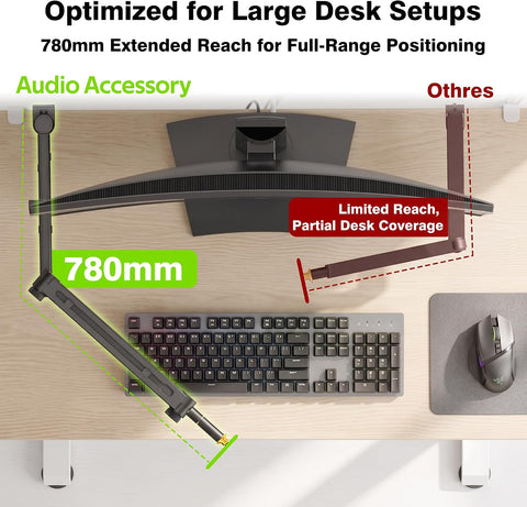 AA AUDIO ACCESSORY Mic Arm Desk Mount (Design for Heavy Mic) 6.6lbs Load Capacity, Stable Gear Lock Never Sags, Metal Low Profile Microphone Boom Stand for Shure SM7B SM7dB MV7, Blue Yeti, Rode PodMic