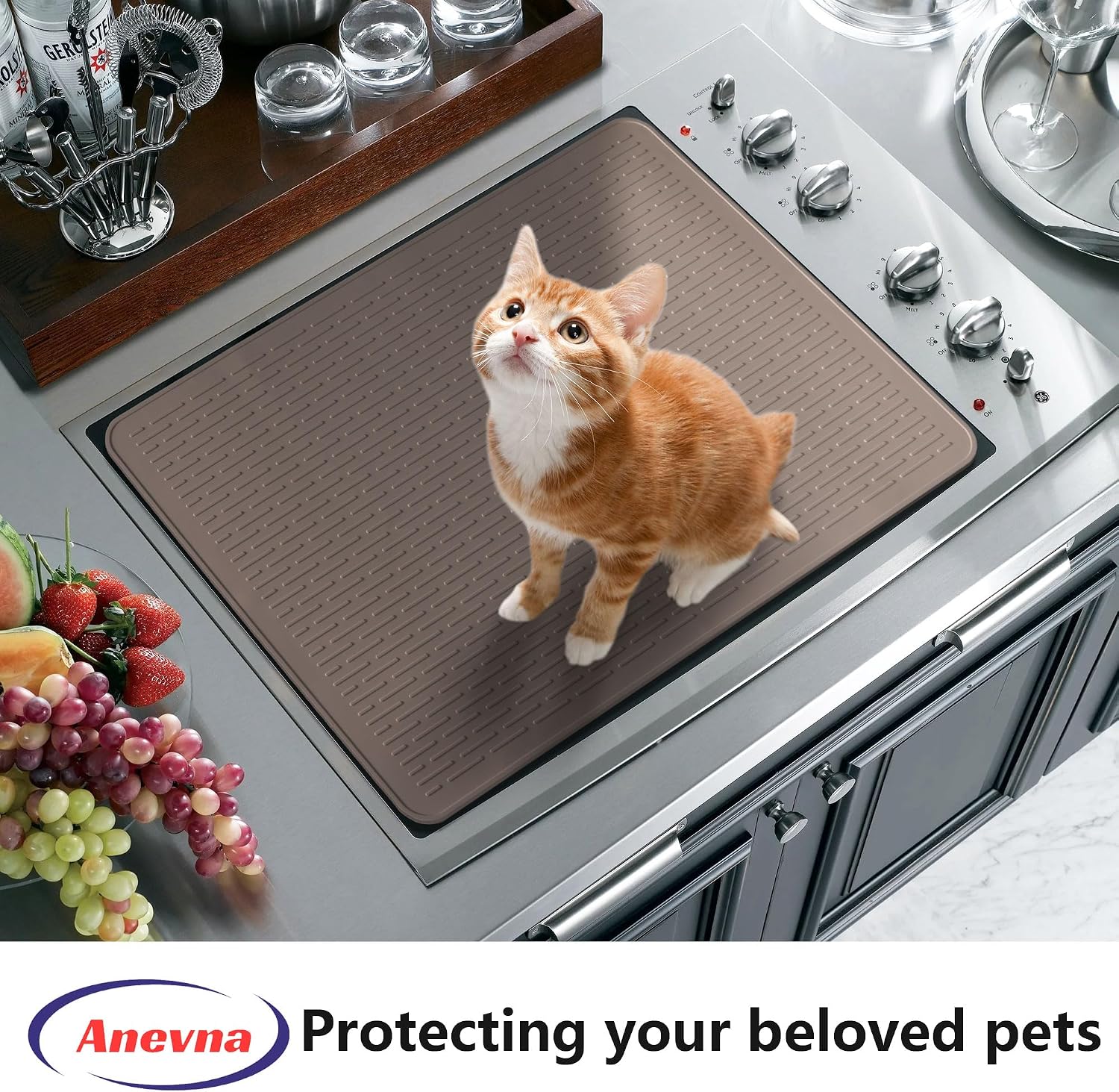 Stove Top Cover for Electric Stove- Range Covers for Electric Stove,Silicone XXL Dish Drying Mat, Glass Cooktop Covers, Flat RV Range top Mats (Coffee Thickened, 30"x21")