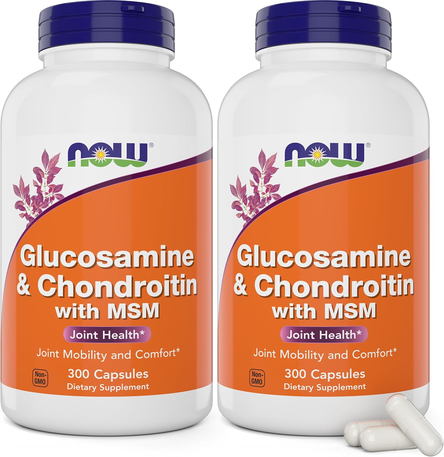 Now Glucosamine & Chondroitin with MSM, 300 Capsules (Pack of 2)