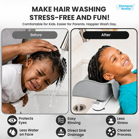 Shampoo Buddy Portable Hair Wash Basin for Kids, Toddlers & Teens, Grey