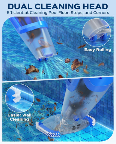 Cordless Handheld Pool Vacuum Cleaner for Inground Pool with Pole