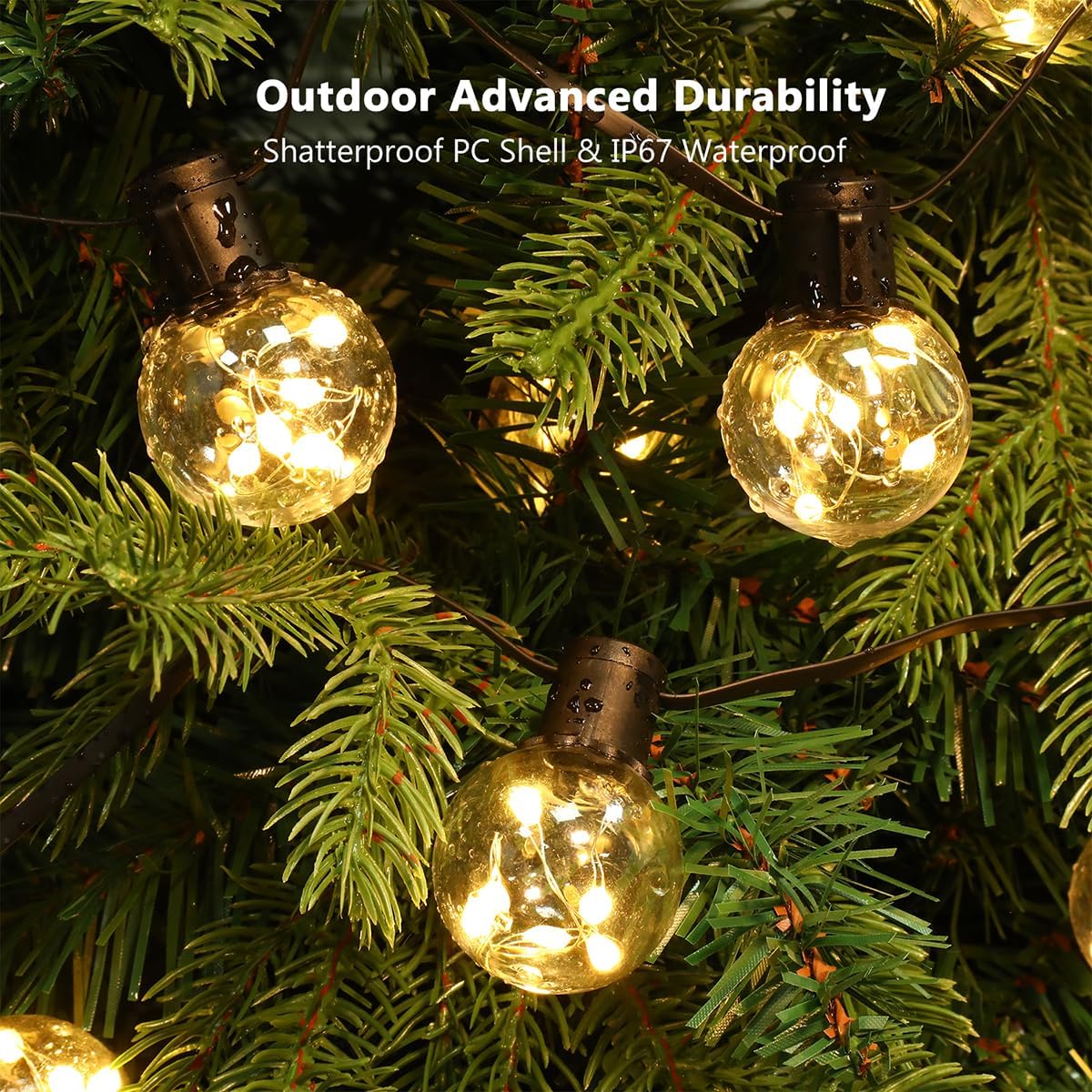 Outdoor String Lights Plug-in, 25ft 20 G40 LED Bulbs with Timer
