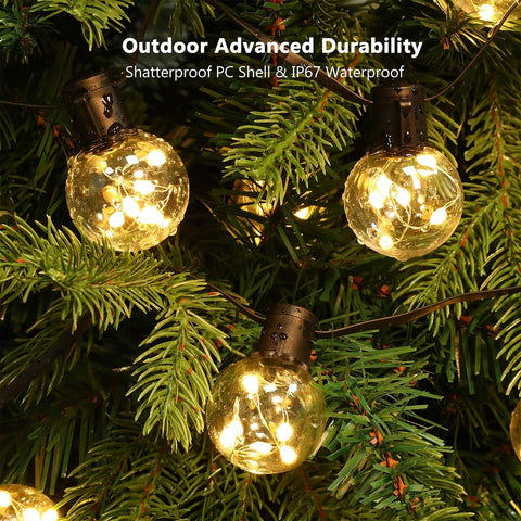 Outdoor String Lights Plug-in, 25ft 20 G40 LED Bulbs with Timer