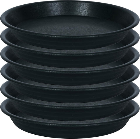 Plant Saucer Pot Tray 4 inch, 6 Packs Plastic Flower Planter Saucers and Drip Trays for Indoors Outdoors, Heavy Durable Plant Plate Water Catcher (Black)