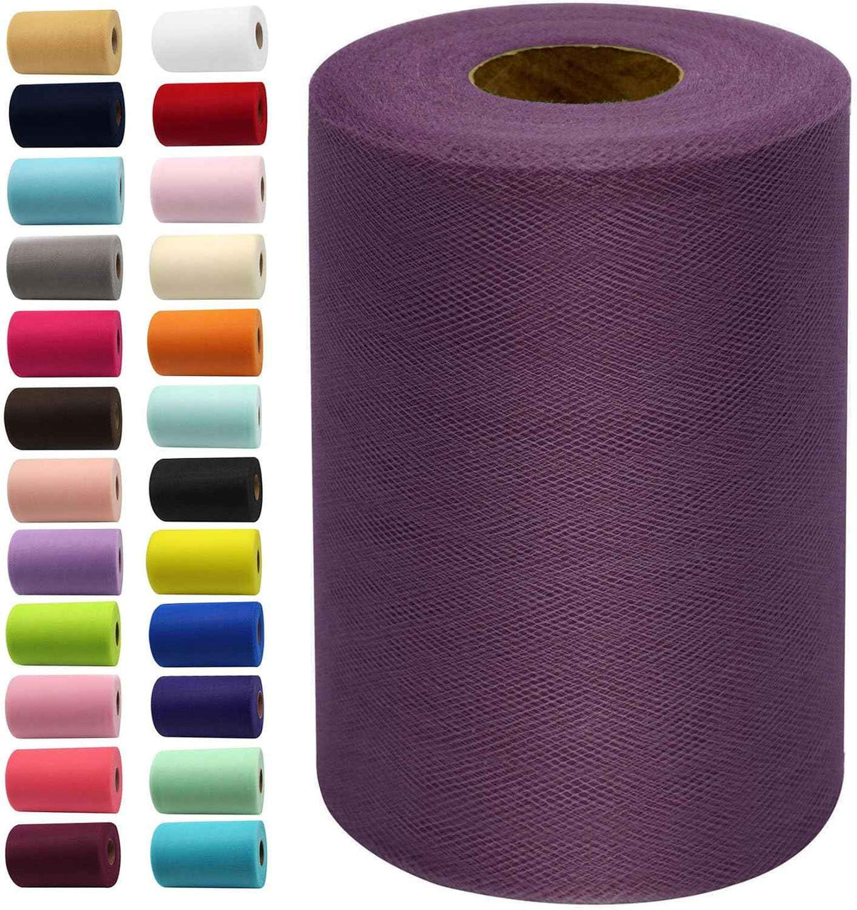 IONTACH Amethyst Tulle Fabric Roll 6 Inch X 100 Yards Tulle Ribbon