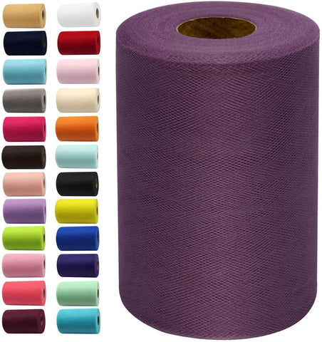 IONTACH Amethyst Tulle Fabric Roll 6 Inch X 100 Yards Tulle Ribbon