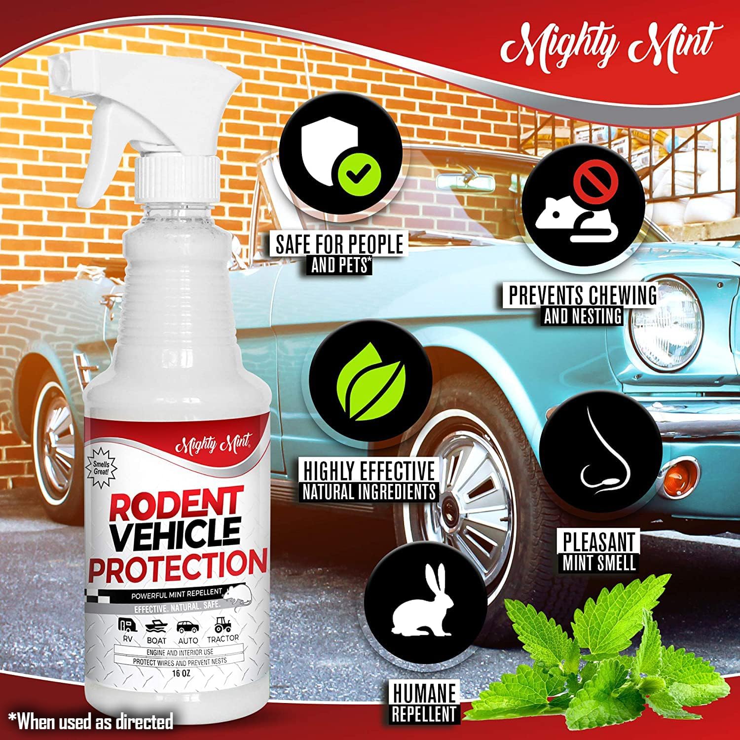 Mighty Mint Peppermint Oil Rodent Repellent Spray, 16 oz (Pack of 2)