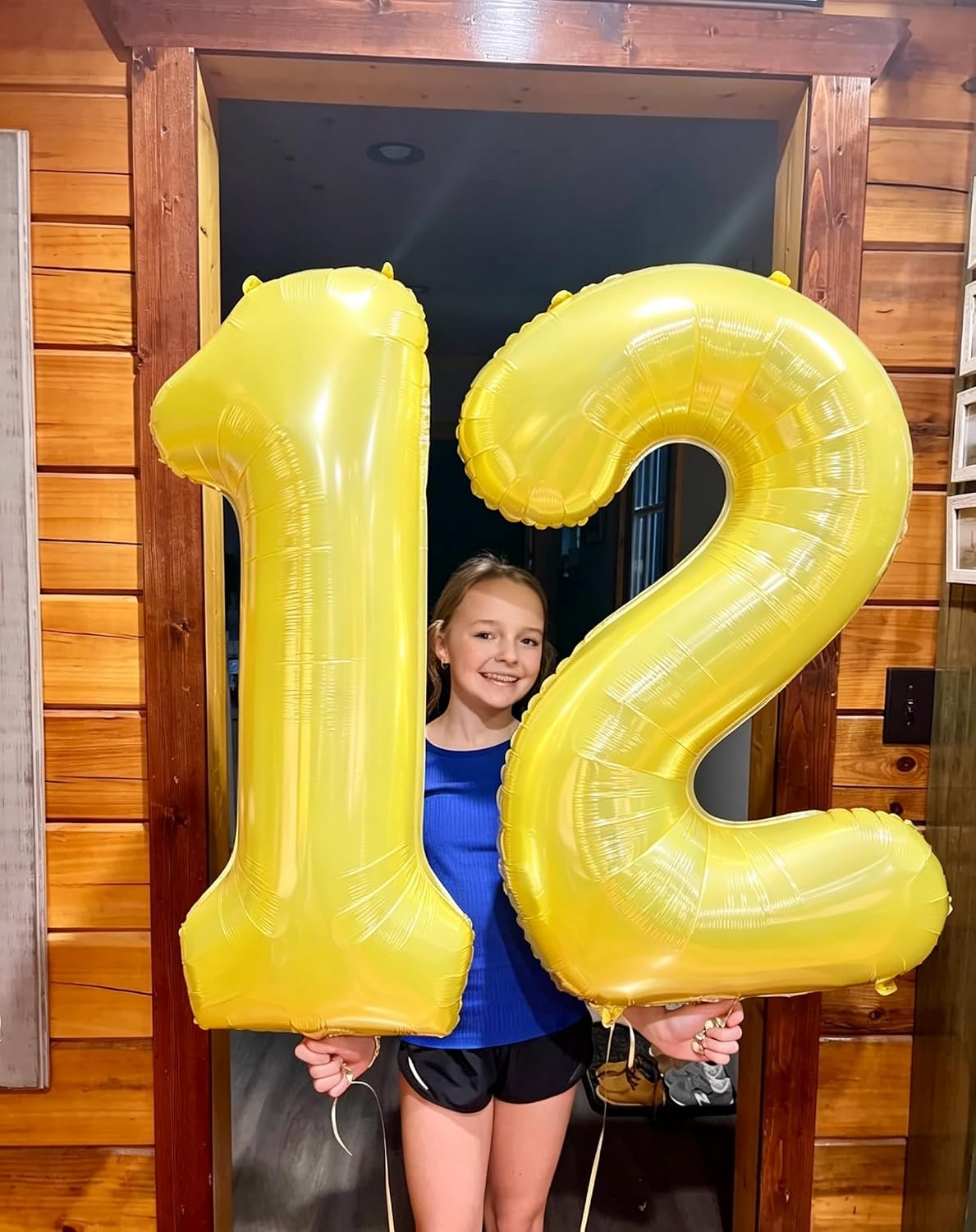 7 Balloon Numbers Birthday Decorations, 40In Yellow Balloons for Men Women