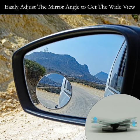 2Pcs Cars BlindSpot Mirrors Side Mirror Removable Adjustabe Angle Round Wide Angle Convex RearView Mirror Car Accessories Universal HD Glass for Suvs Auto Motorcycles RVs