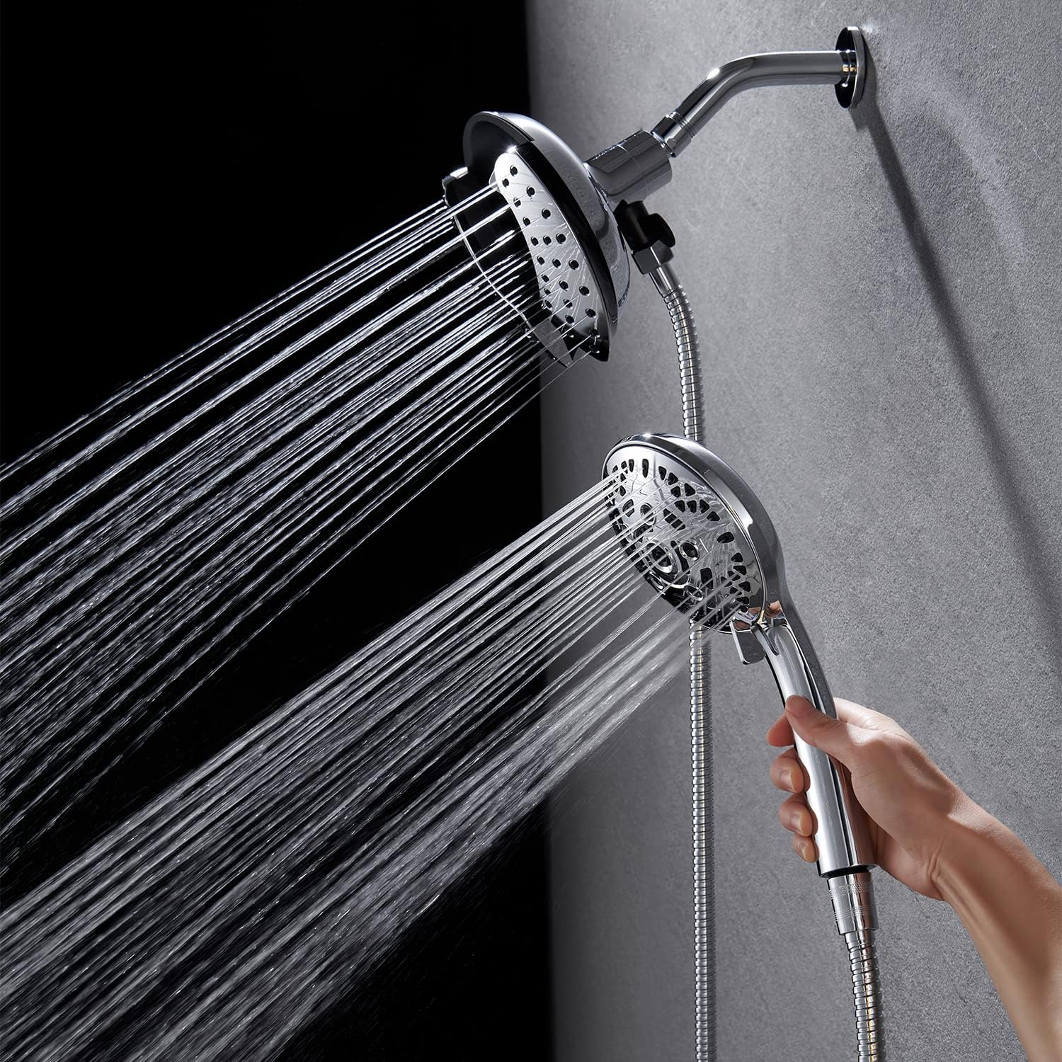 INAVAMZ 2 in 1 Shower Head with Handheld Combo High Pressure Silver 1.8 GPM