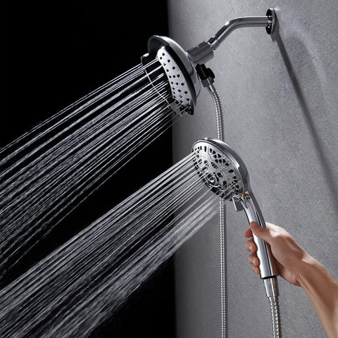 INAVAMZ 2 in 1 Shower Head with Handheld Combo High Pressure Silver 1.8 GPM
