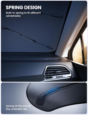 Tesla Model 3/Y Foldable Windshield Sunshade Umbrella UV Block 10-Rib Frame
