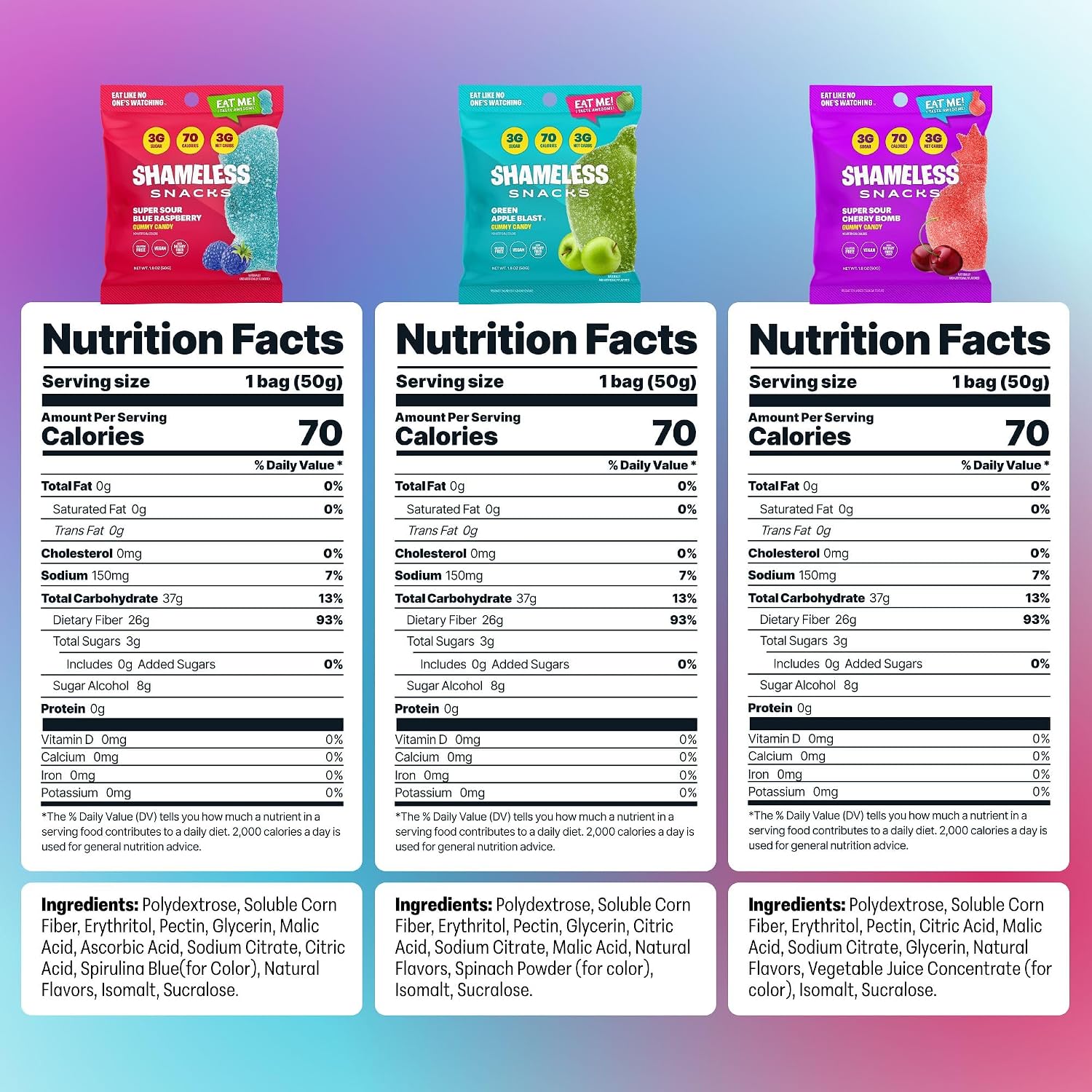 Shameless Snacks Sour Flavors Bundle - Sour Candy & Fruit Snacks, Keto