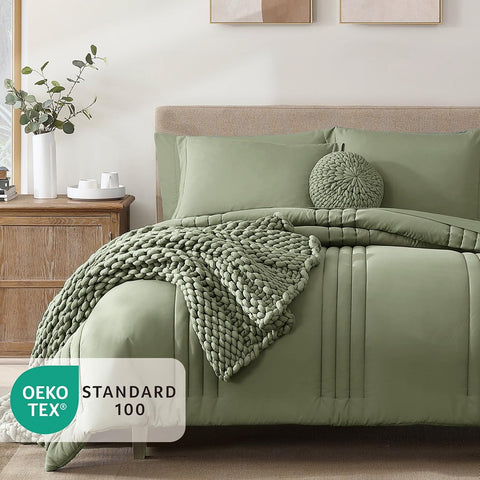 Oversized Queen Comforter Set-7 Pieces Soft Bed in a Bag Queen Bedding Sets