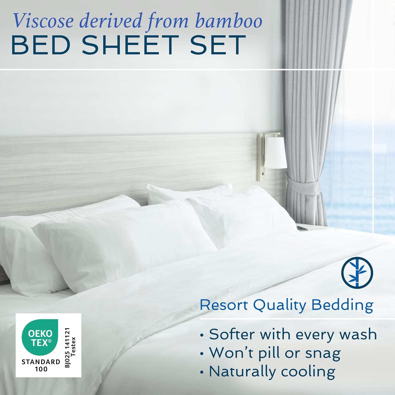 Hotel Sheets Direct 4 Piece Bed Sheet Set Queen Size, 100% Viscose Derived from Bamboo Sheets Set with 2 Pillowcases, Cooling & Breathable Luxury Bedding, Moisture-Wicking & Silky Soft Texture, Sand