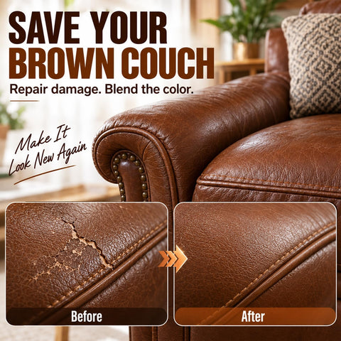 Brown Leather Repair Kit for Furniture & Couches, Car Seat Vinyl Repair Kit