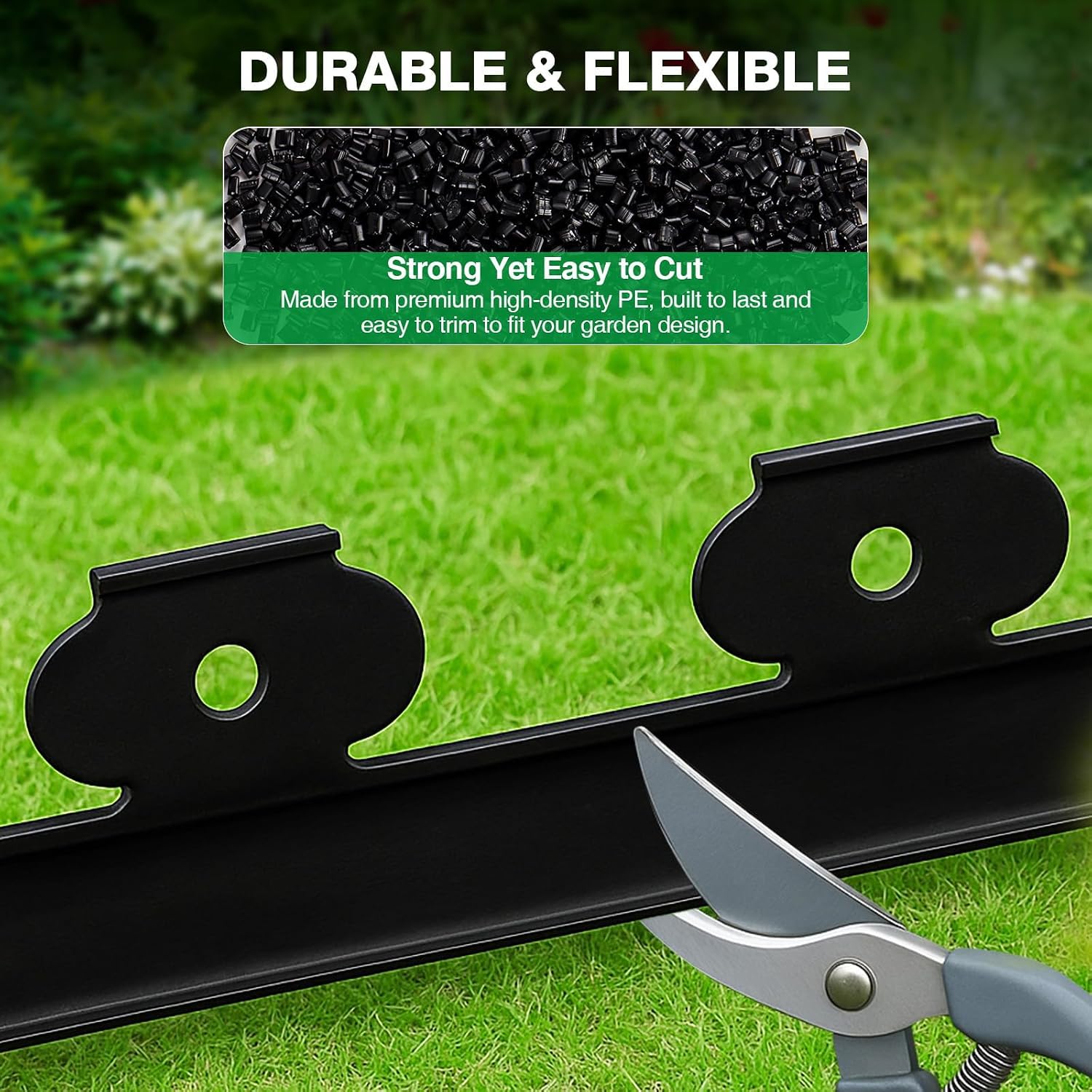 MIXC Garden Edging Border, 33FT 2 Inch Tall Plastic Landscape Edging with 50 U-Shaped Metal Stakes, More Stable and Flexible Tool-Free Lawn Border for Yard, Flower Bed & Landscaping