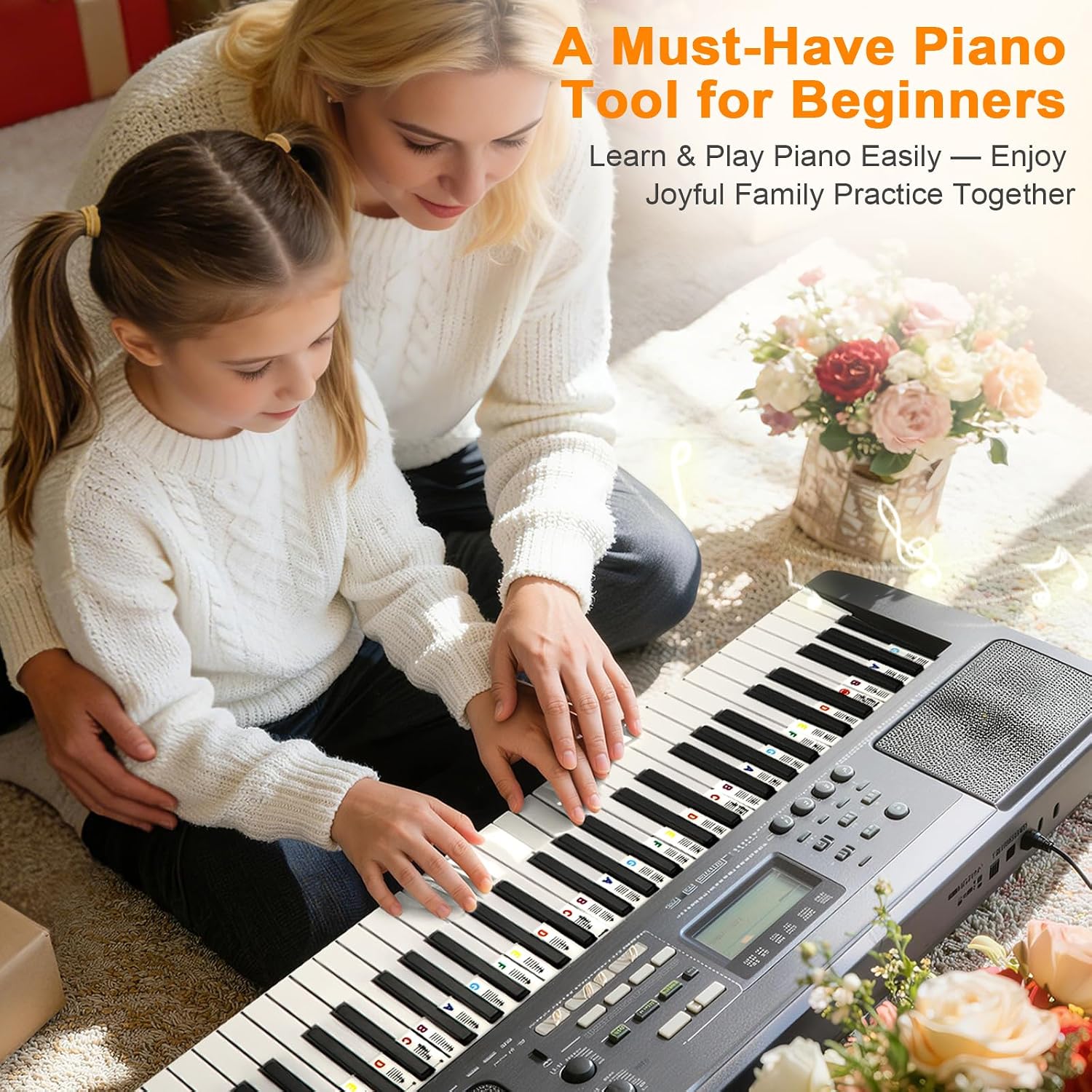 Piano Keyboard Stickers, Removable Piano Keyboard Note Labels for 88-Key