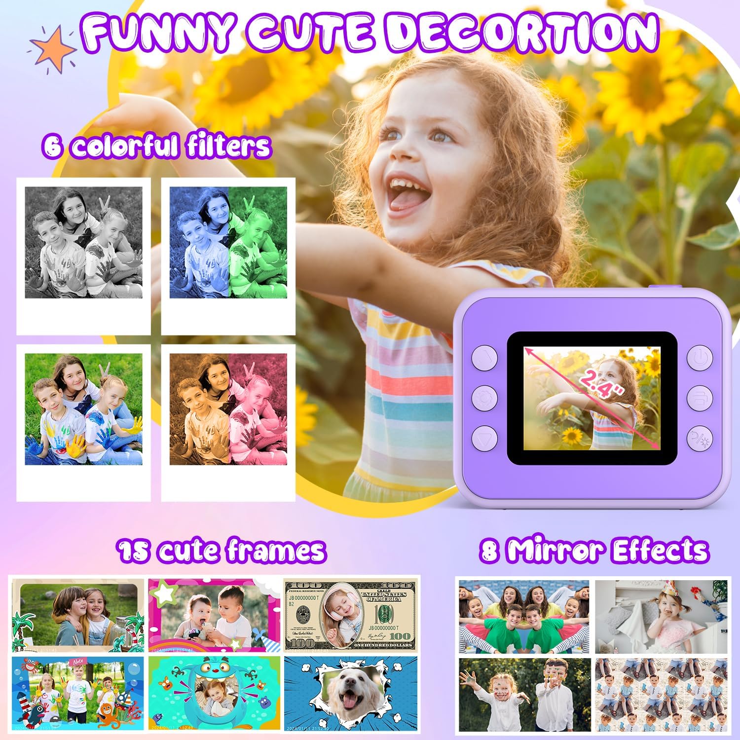 Kids Camera Instant Print, Christmas Birthday Gifts for Girls and Boys