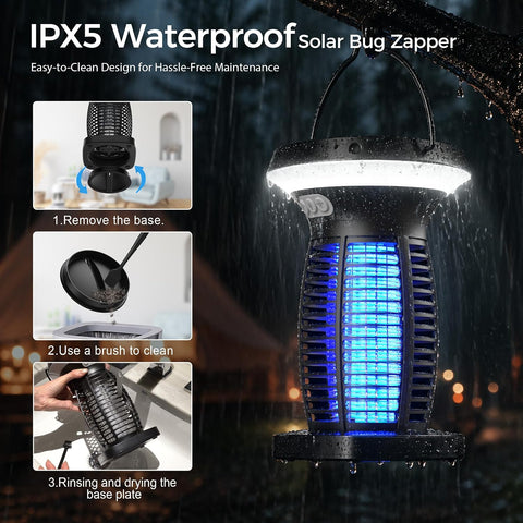 Solar Bug Zapper Outdoor and Indoor, Mosquito Fly Zapper for Home